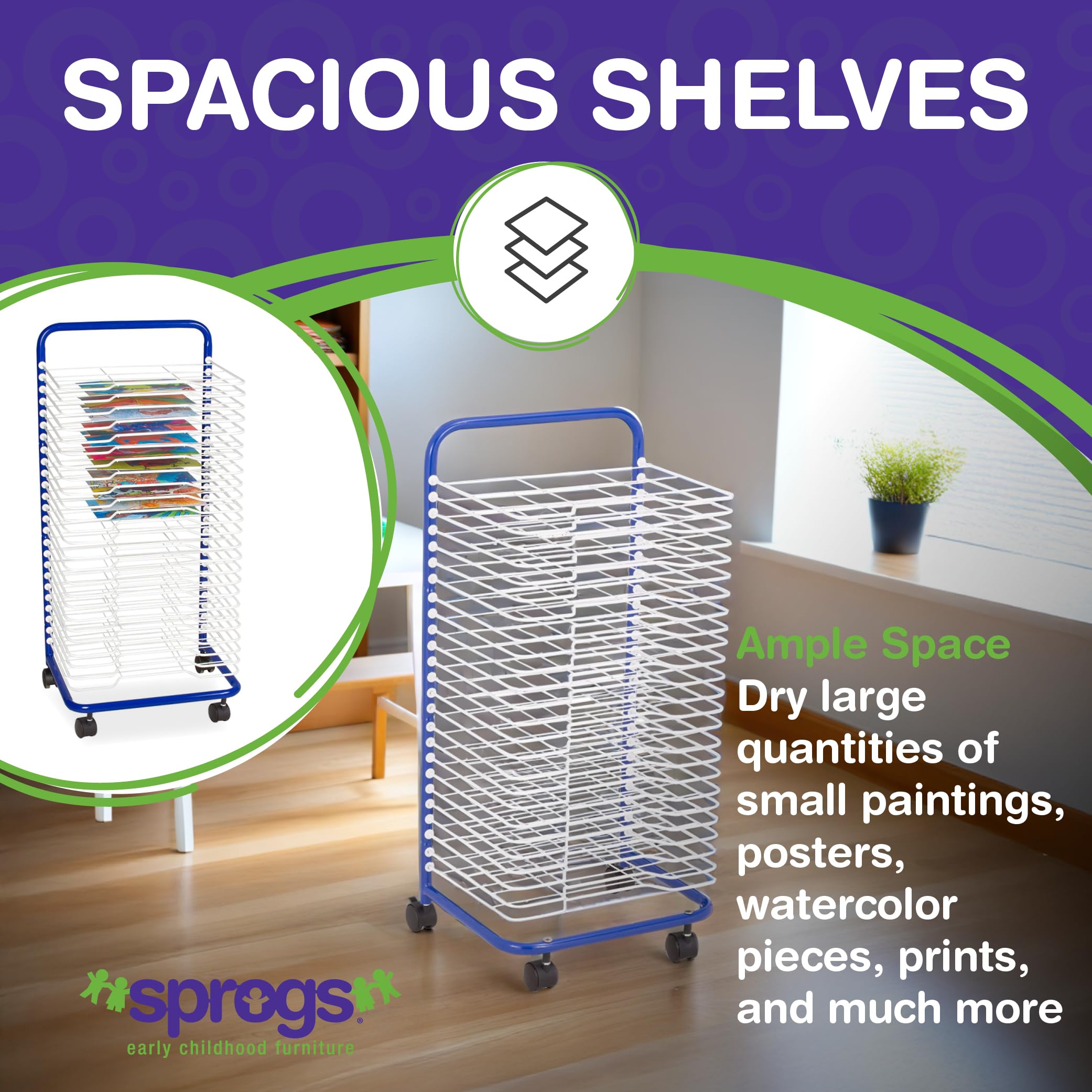 Amazon.com: Sprogs 25-Shelf Mobile Art Drying Rack for Classrooms